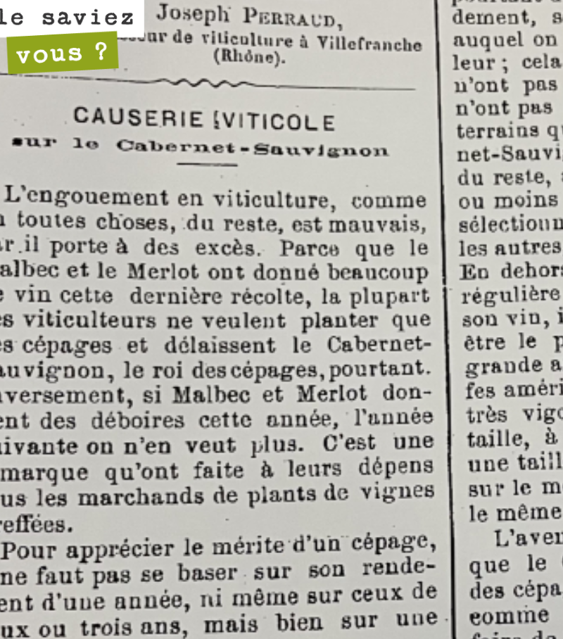 Michel Elie m'a fait parvenir un texte rédigé par son arrière grand-père Jean Elie, en 1897, en pleine période de reconstitution du vignoble, suite aux attaques du phylloxéra. Jean Elie était viti...