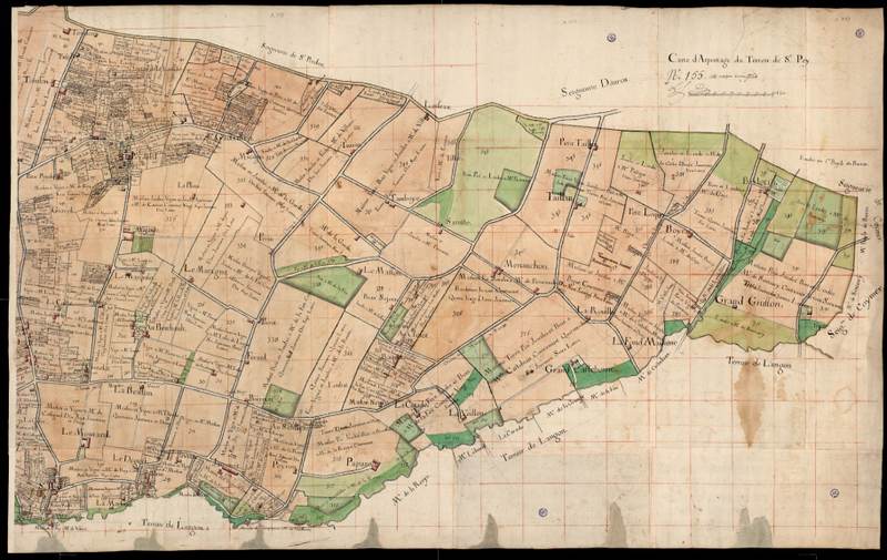 Carte d'arpentage du terroir de Saint-Pey, 1700