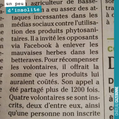 Cette brève issue d'un journal et relayée sur les réseaux sociaux, pose la question du coût de l'...