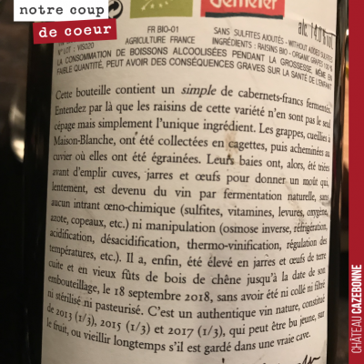 Parmi les vins dégustés ces jours ci, le Vinum Simplex de Nicolas Despagne à Montagne-Saint-Emili...