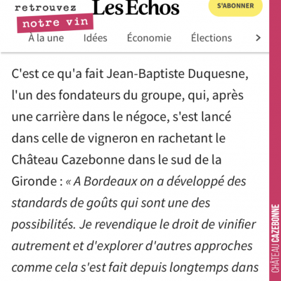 Exactement. On revendique le droit à Cazebonne de vinifier des Bordeaux comme on les aime, à s'éc...