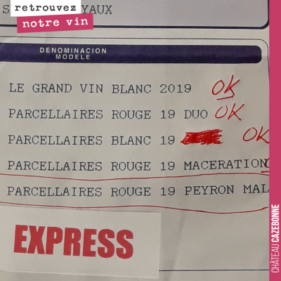 Réception des étiquettes pour nos grandes cuvées 2019. Mise en bouteille et étiquetage en fin de ...