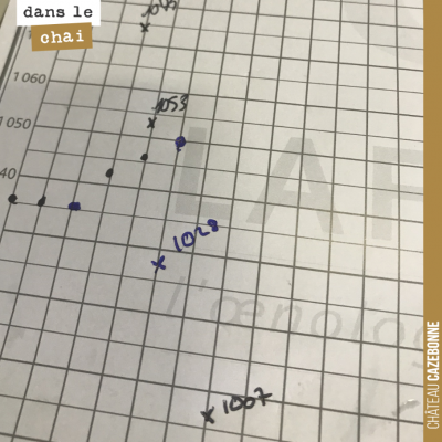 La courbe de fermentation sur le cabernet-sauvignon a une bonne tête. On est descendu depuis cett...