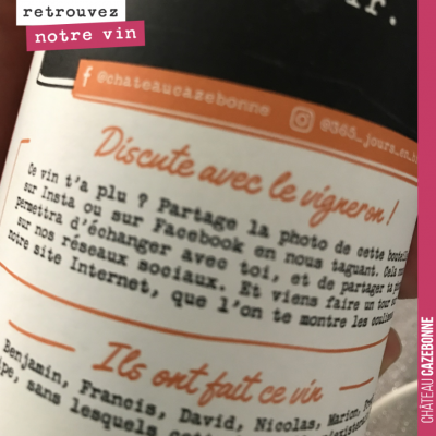 Sur toutes nos bouteilles, désormais, on vous invite à échanger avec nous, à nous envoyer vos imp...