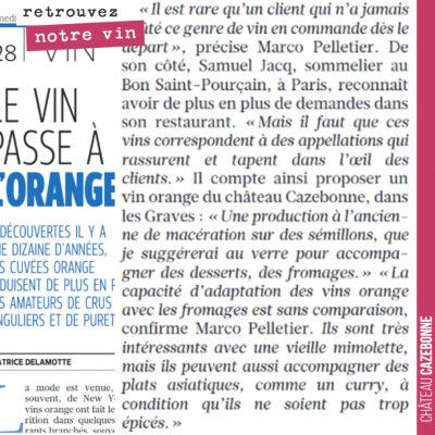 Notre vin de macération cité dans Le Figaro. On ne va pas bouder notre plaisir. Merci Samuel Jacq !