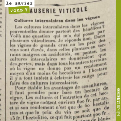 Magnifique texte de Jean Elie en 1901, qui s'interroge sur la pertinence de faire des cultures in...