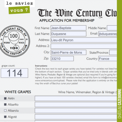 The WIne Century Club rassemble tous les amateurs de vins et de cépages. Pour le rejoindre, il fa...