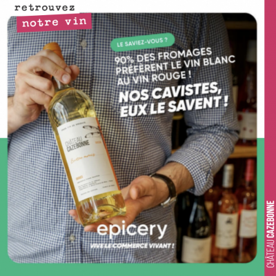 Quand Epicery fait une publicité sur Internet avec une bouteille de Entre amis blanc. Retrouvez C...