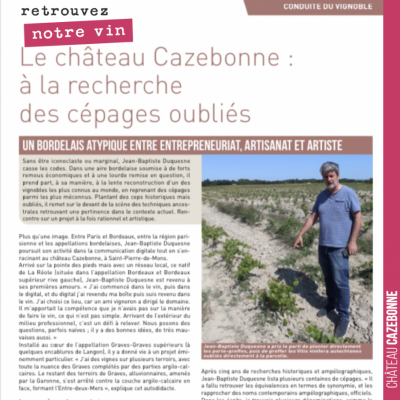 Très bel article dans le journal charentais Le paysan vigneron, sur notre démarche à Cazebonne. M...