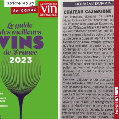 Notre première apparition dans le Guide des meilleurs vins de France de la RVF mérite d'être fêté...